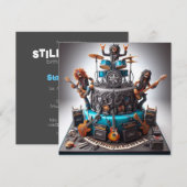 ロックし続ける、大人の誕生日パーティ 招待状 (正面/裏面)