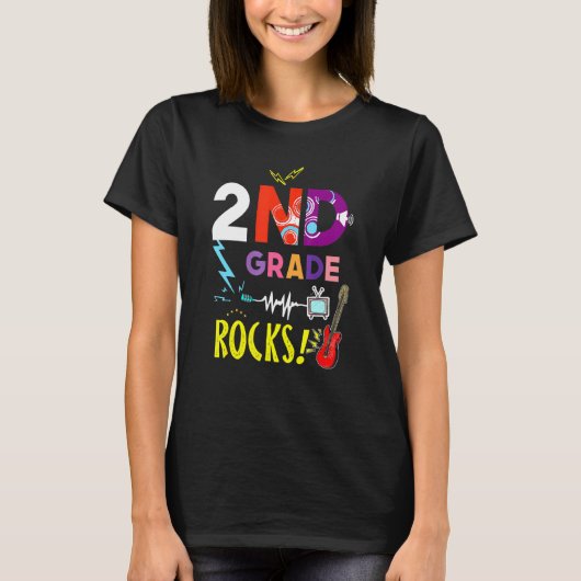ロックする準備ができて2年生の第2先生の子供たち戻る Tシャツ (正面)