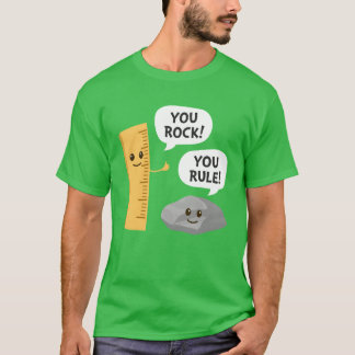 ロックだぜ ルールだぜ おもしろい 学校のダジャレ 定規とロック Tシャツ