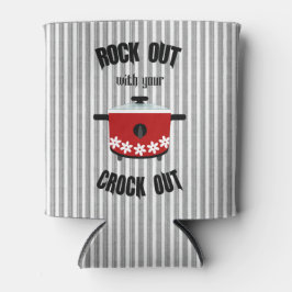 ロックとスロークッカーの赤黒ストライプ 缶クーラー