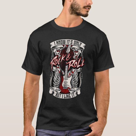 ロックとロールしか知らないけどグイタが好き Tシャツ (正面)