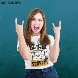 ロックと悲鳴の面白いハロウィーン Tシャツ