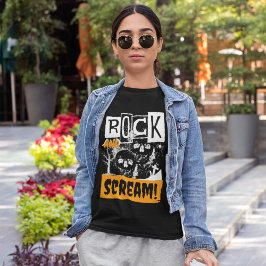 ロックと悲鳴の面白いハロウィーン Tシャツ