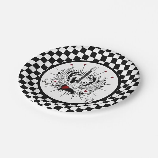 ロックと転がギタ生まれーのロックミュージシャンパーティー ペーパープレート (アングル)