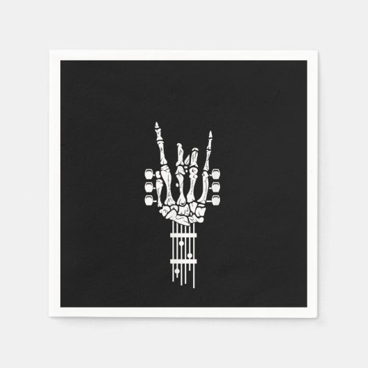 ロックと転がスケルトンギター音楽愛好家 スタンダードカクテルナプキン (正面)