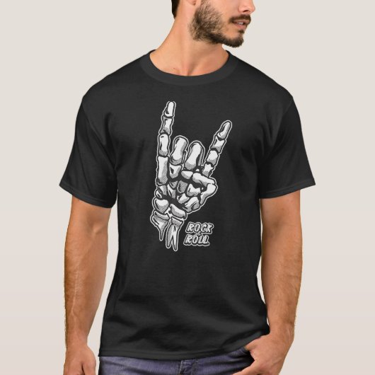 ロックと転がスケルトンハンド Tシャツ (正面)