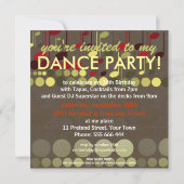 ロックと音楽転がの誕生日パーティーへの招待 招待状 (裏面)