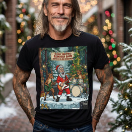 ロックなクリスマス サンタ トナカイ バンド 楽しい Tシャツ