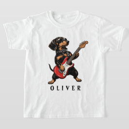 ロックなダックスフンドのギタリスト Tシャツ