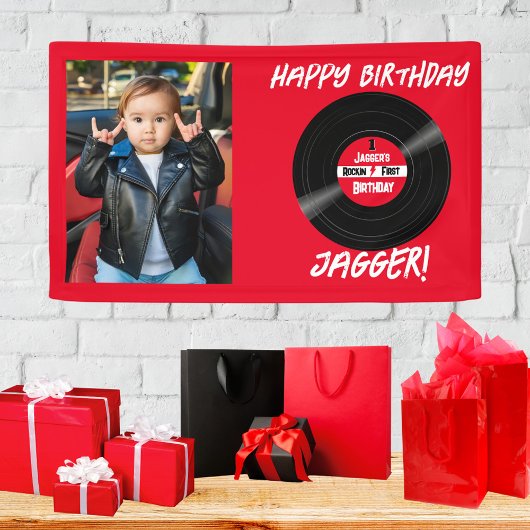 ロックな誕生日 ビニールレコード 写真入り 横断幕