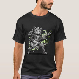 ロックな黒猫Tシャツ かわいい猫バンド シャツ ギフト