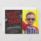 ロックな3歳誕生日写真招待状 招待状 (正面)