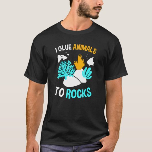 ロックに動物を接着 - 水槽またはサンゴ礁の飼育 Tシャツ (正面)