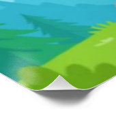 ロックに立つかわいいキャラクターイーグル ポスター (コーナー)