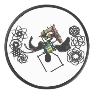 ロックのまわりに雪だるま アイスホッケーパック