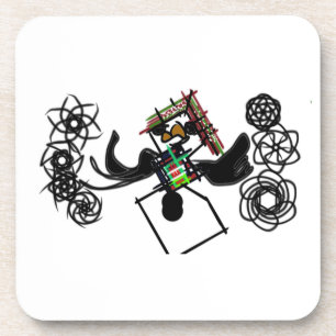 ロックのまわりに雪だるま コースター