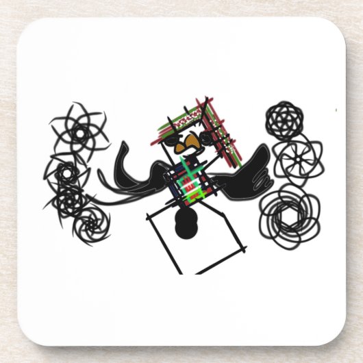 ロックのまわりに雪だるま コースター (正面)