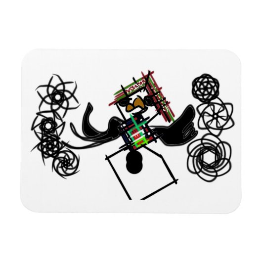 ロックのまわりに雪だるま マグネット (横)