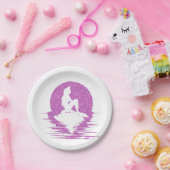ロックのピンクのグリッターの人魚 ペーパープレート (パーティー)