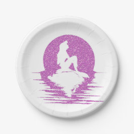 ロックのピンクのグリッターの人魚 ペーパープレート