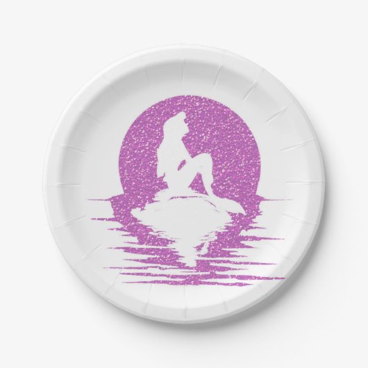 ロックのピンクのグリッターの人魚 ペーパープレート (正面)