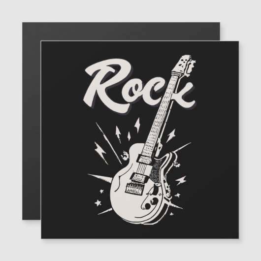 ロックの文字が入ったエレキギター (正面/裏面)