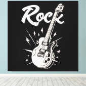 ロックの文字が入ったエレキギター キャンバスプリント (インサイチュ (ウッドフロア))