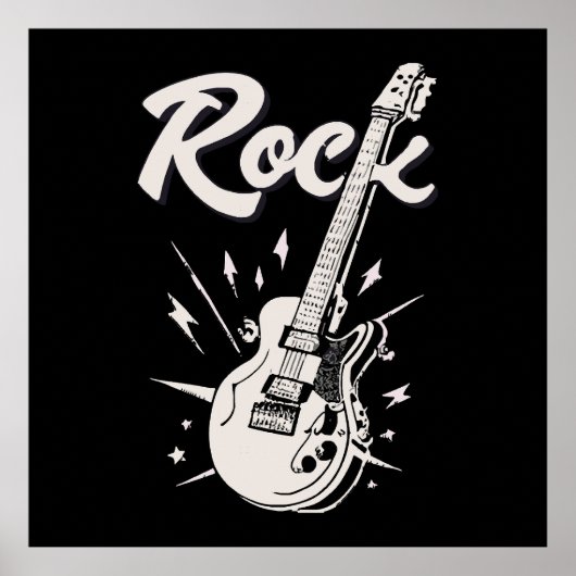ロックの文字が入ったエレキギター ポスター (正面)