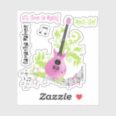 ロックの時間だ!ミュージックピンク電気ギター シール (シート)