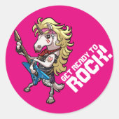 ロックの準備だ!ヘアメタルグレームユニコーン漫画 ラウンドシール (正面)