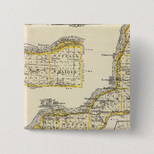 ロックアイランド郡·ディクソン地図 缶バッジ (正面)