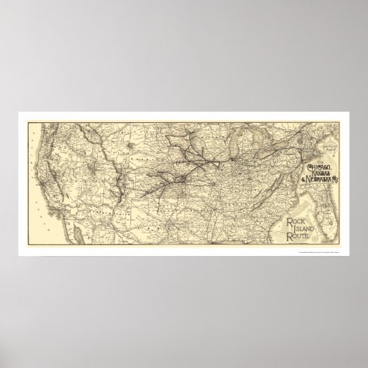 ロックアイランド鉄道地図1888 ポスター (正面)