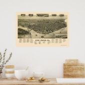 ロックアイランドILパノラママップ – 1889 ポスター (キッチン)