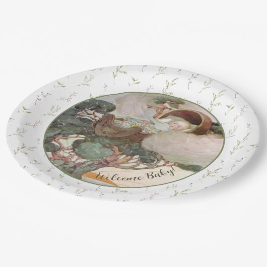 ロックアバイベビー子供部屋ライムベビーシャワー ペーパープレート (アングル)