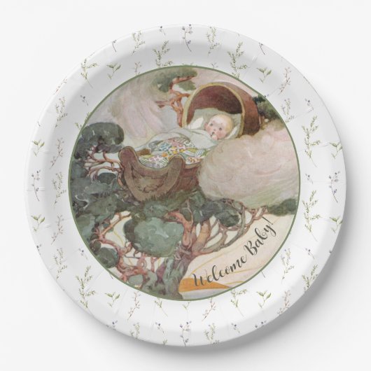 ロックアバイベビー子供部屋ライムベビーシャワー ペーパープレート (正面)