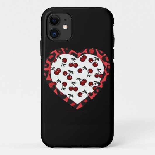 ロックアビリー チェリー ヒョウ柄 ハート Case-Mate iPhoneケース (裏面)