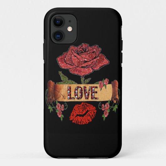 ロックアビリー バレンタイン ローズ 愛と口紅 Case-Mate iPhoneケース (裏面)