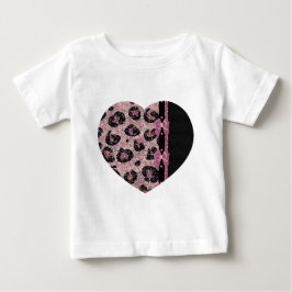ロックアビリー ヒョウ柄 ピンク リボン リボン ブローチ ベビーTシャツ