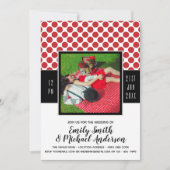 ロックアビリー フォト ウェディング レッド ポルカドット ブラック 招待状 (正面)