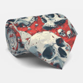 ロックアビリー レッド スカル ハロウィン ゴシック グルームズマン ネクタイ (ロール)