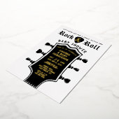 ロックアンドロールのギターのベビーシャワー 箔招待状 (回転した状態)