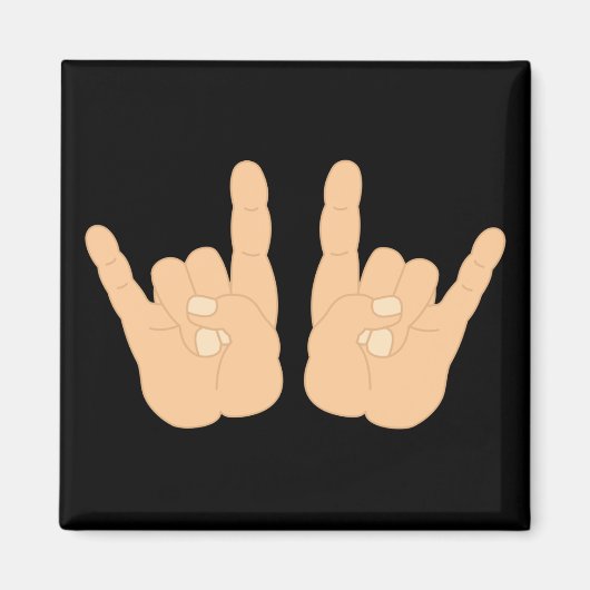 ロックアンドロールの手サイン マグネット (正面)