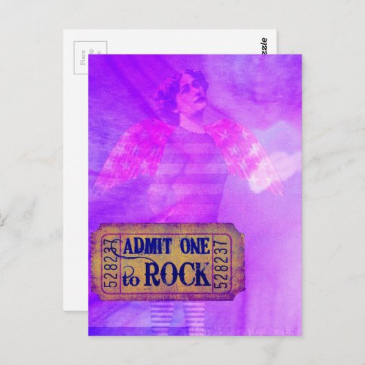 ロックアンドロールエンジェルデジタルコラージュ ポストカード (正面/裏面)