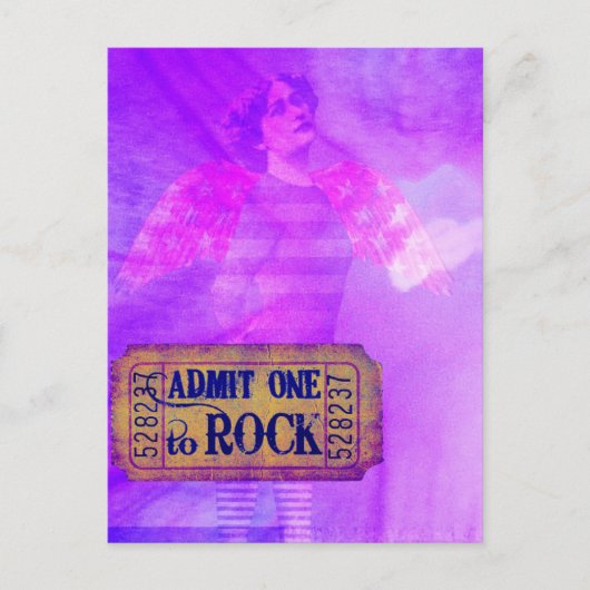 ロックアンドロールエンジェルデジタルコラージュ ポストカード (正面)