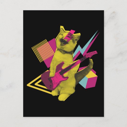 ロックアンドロールキャットギターミュージシャン ポストカード (正面)