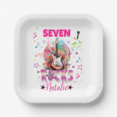 ロックアンドロールギターミュージカル誕生日ガールロックスター ペーパープレート (正面)