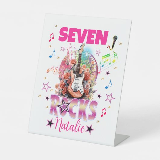 ロックアンドロールギターミュージカル誕生日ガールロックスター 台座サイン (正面)