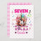 ロックアンドロールギターミュージカル誕生日ガールロックスター 招待状 (正面/裏面)