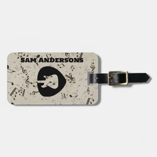 ロックアンドロールギター音波荷物タグ ラゲッジタグ (正面横)