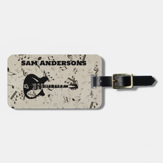 ロックアンドロールギター音波荷物タグ ラゲッジタグ (正面横)